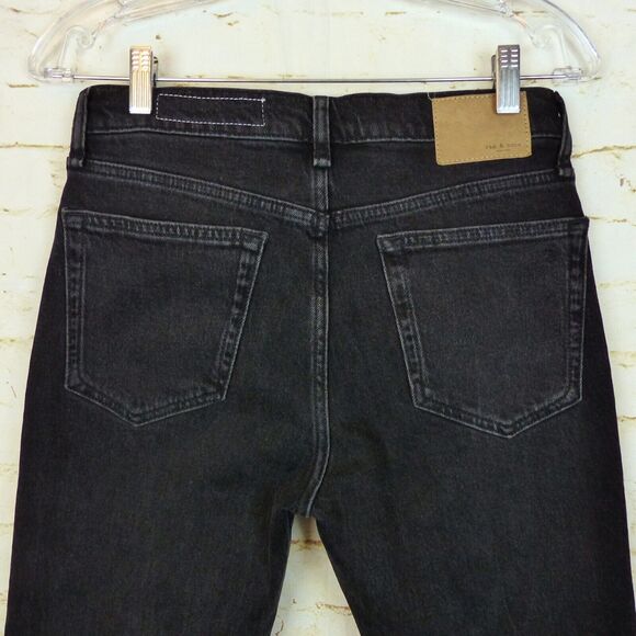 Rag & Bone Peyton Jeans Womens 26 Black Mid Rise Ankle Boot Cut Raw Hem Grunge - Picture 9 of 10